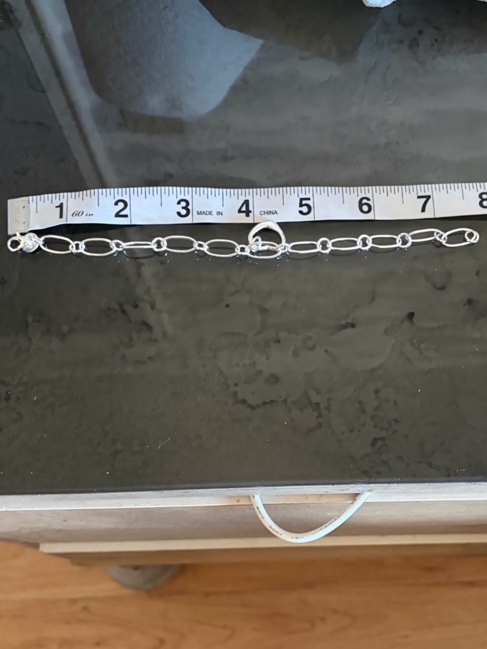 Chain link bracelet with heart pendant in 925 sterling silver - Picture 8 of 8